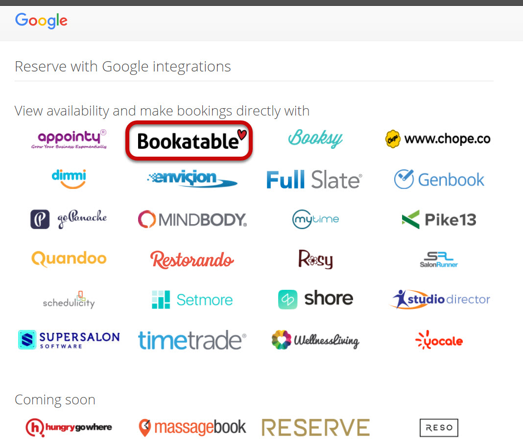 Bookatable Google Partner 